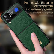 For Samsung Galaxy Z Flip4 SULADA Shockproof TPU + Handmade Leather Phone Case(Black)
