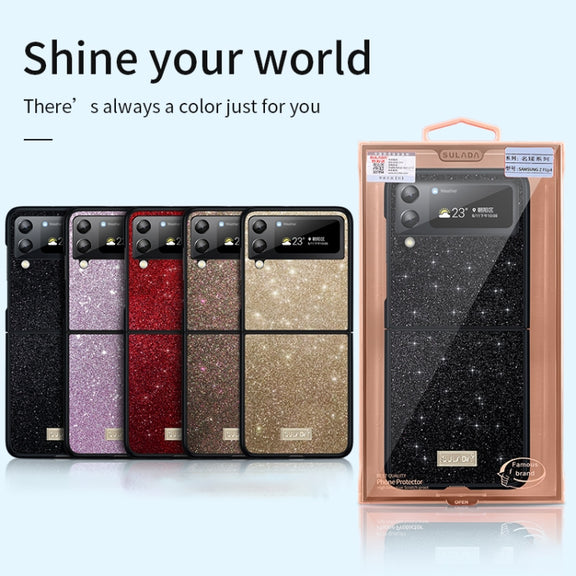 For Samsung Galaxy Z Flip4 SULADA Shockproof TPU + Handmade Leather Phone Case(Purple)
