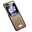 For Samsung Galaxy Z Flip5 SULADA Shockproof TPU + Handmade Leather Phone Case(Gold) - Galaxy Z Flip5 Cases by SULADA | Online Shopping South Africa | PMC TechLife | Buy Now Pay Later Mobicred