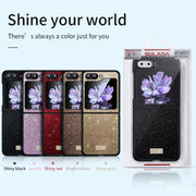 For Samsung Galaxy Z Flip5 SULADA Shockproof TPU + Handmade Leather Phone Case(Gold)