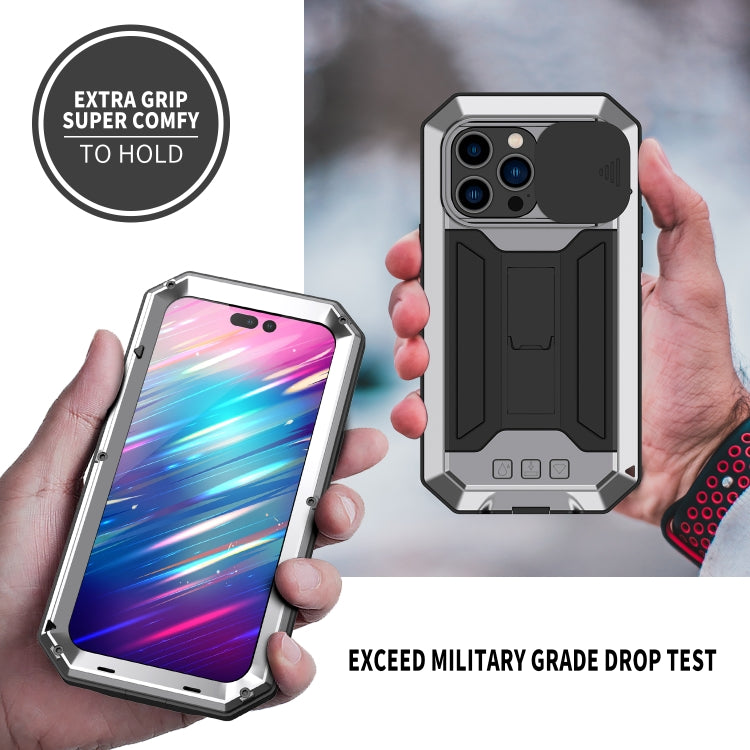 For iPhone 14 Pro R-JUST Shockproof Life Water-resistant Dust-proof Case(Silver)