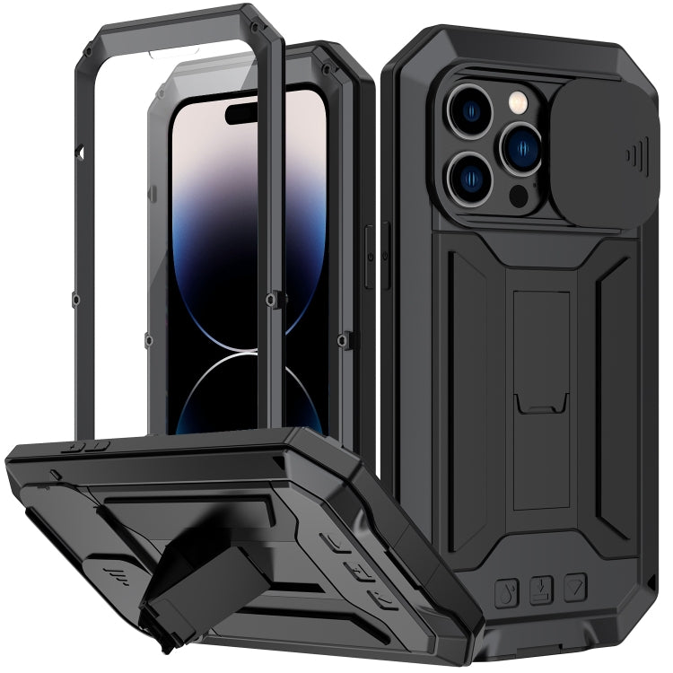 For iPhone 14 Pro R-JUST Shockproof Life Water-resistant Dust-proof Case(Black)