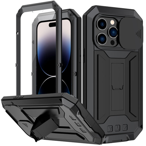 For iPhone 14 Pro R-JUST Shockproof Life Water-resistant Dust-proof Case(Black)