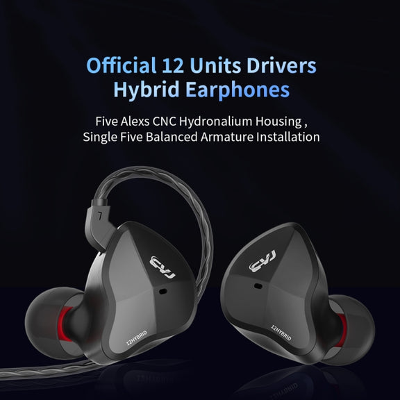 CVJ-CSN In-Ear Dual Magnetic Circuit Dynamic HIFI Wired Earphone, Style:With Mic(Black)
