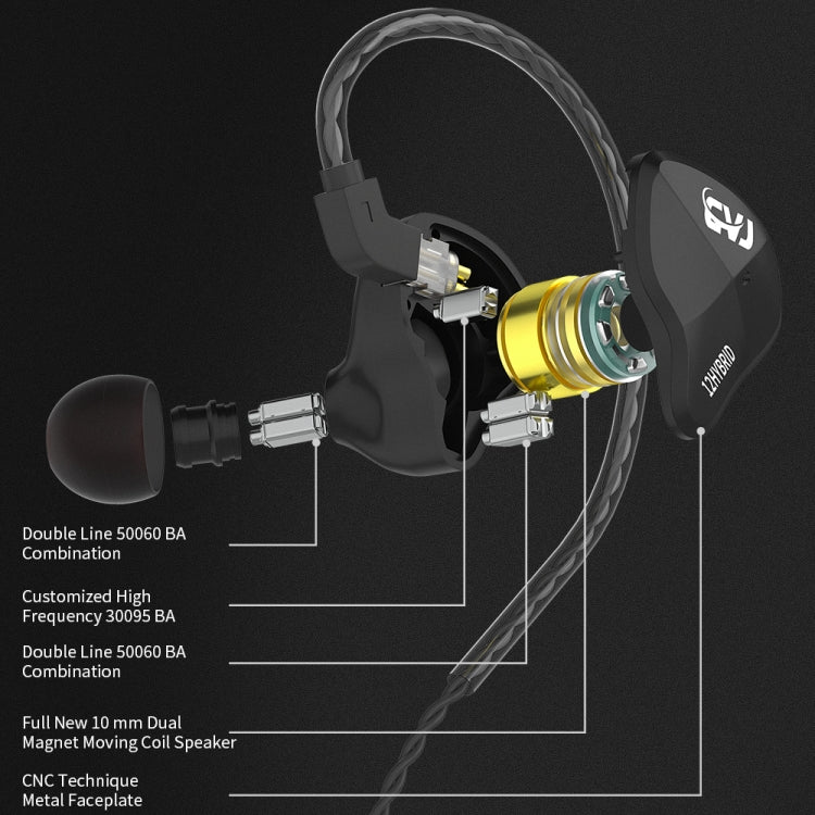 CVJ-CSN In-Ear Dual Magnetic Circuit Dynamic HIFI Wired Earphone, Style:With Mic(Blue)