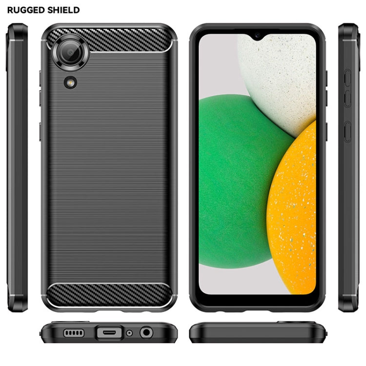 For Samsung Galaxy A03 Core Brushed Texture Carbon Fiber TPU Phone Case(Black)