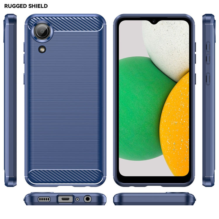 For Samsung Galaxy A03 Core Brushed Texture Carbon Fiber TPU Phone Case(Blue)