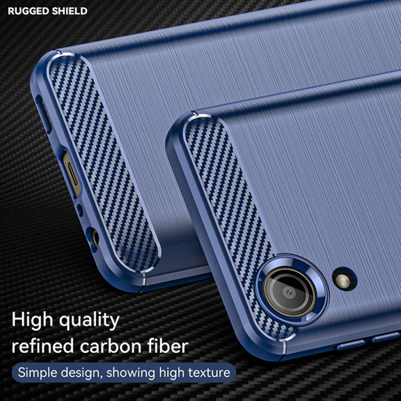 For Samsung Galaxy A03 Core Brushed Texture Carbon Fiber TPU Phone Case(Blue)