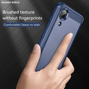 For Samsung Galaxy A03 Core Brushed Texture Carbon Fiber TPU Phone Case(Blue)
