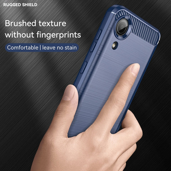 For Samsung Galaxy A03 Core Brushed Texture Carbon Fiber TPU Phone Case(Blue)
