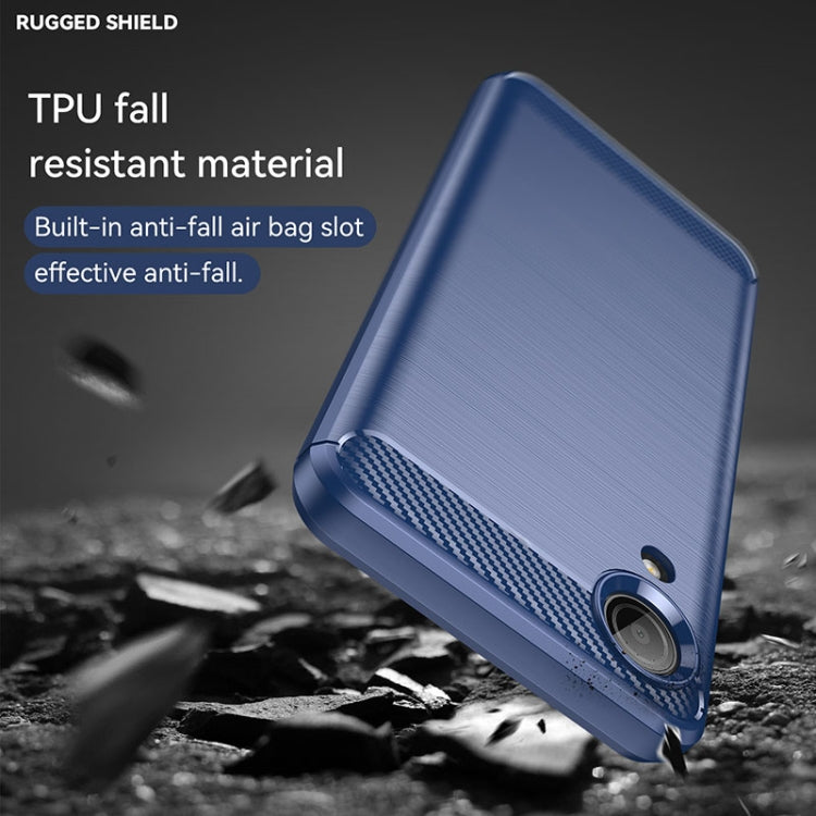 For Samsung Galaxy A03 Core Brushed Texture Carbon Fiber TPU Phone Case(Blue)