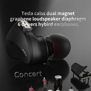 CVJ Mirror Hybrid Technology HiFi Music Wired Earphone No Mic(Black)