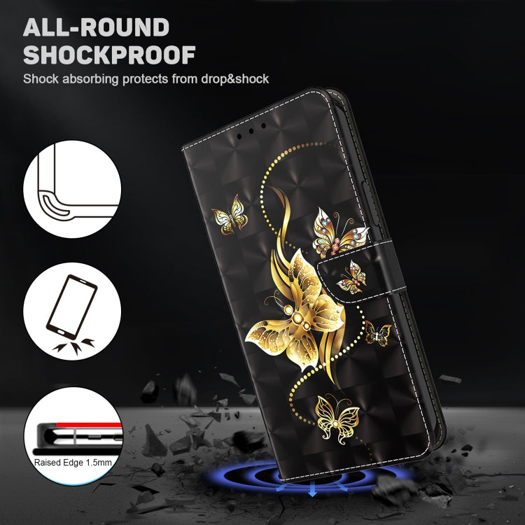 For Motorola Moto G22 3D Painted Leather Phone Case(Golden Swallow Butterfly)