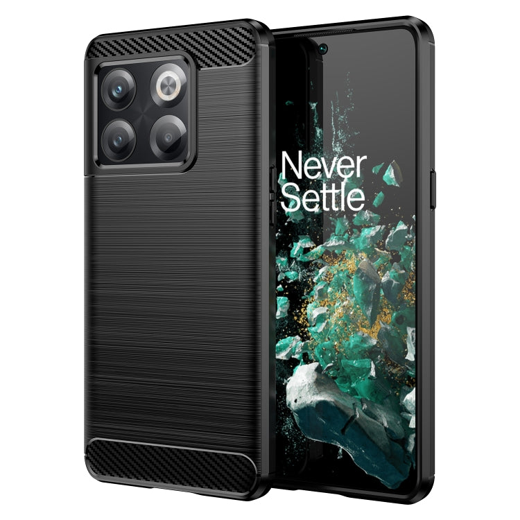 For OnePlus 10T Brushed Texture Carbon Fiber TPU Phone Case (Black)