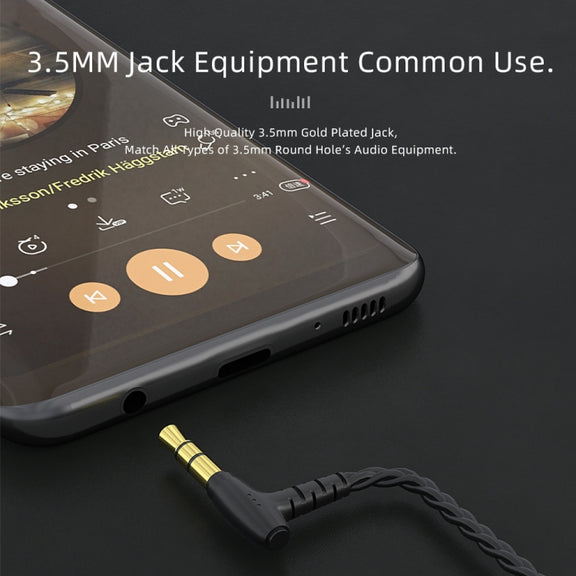 CVJ V2 1.25m Oxygen-free Copper Original 3.5mm Elbow Earphone Cable, Style:0.78mm No Mic(Black)