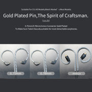CVJ V2 1.25m Oxygen-free Copper Original 3.5mm Elbow Earphone Cable, Style:0.75mm with Mic(Black)