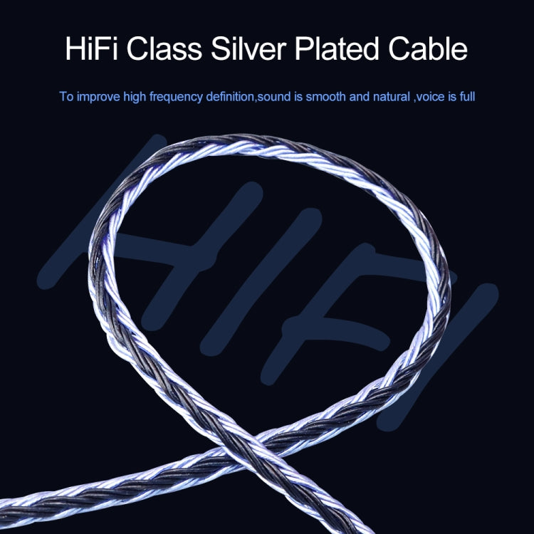 CVJ V3 1.2m 16 Cores Silver-plated 3.5mm Earphone Cable, Style:0.78mm(Black-Blue)