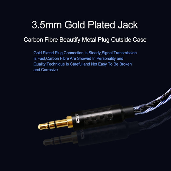 CVJ V3 1.2m 16 Cores Silver-plated 3.5mm Earphone Cable, Style:0.78mm(Black-Blue)