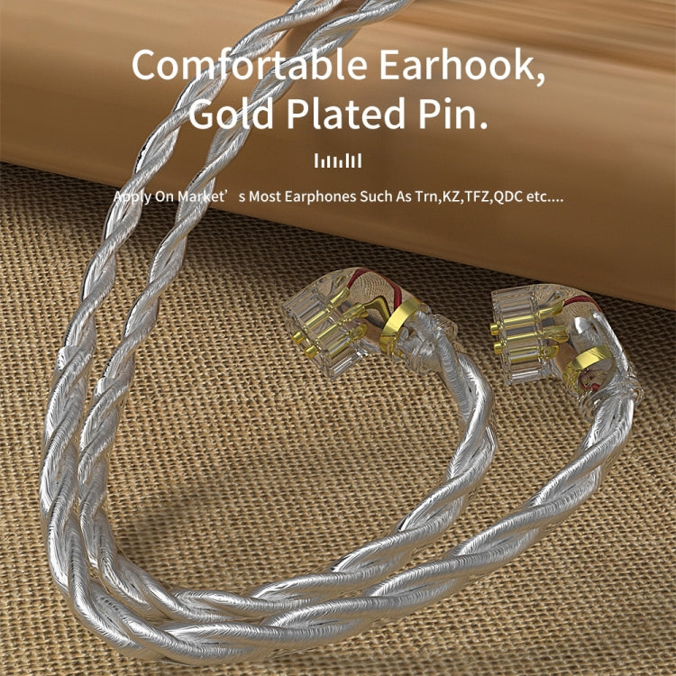 CVJ V7 1.25m 4-Cores Silver-plated 3.5mm Elbow Earphone Cable, Model:0.75mm No Mic(Silver)