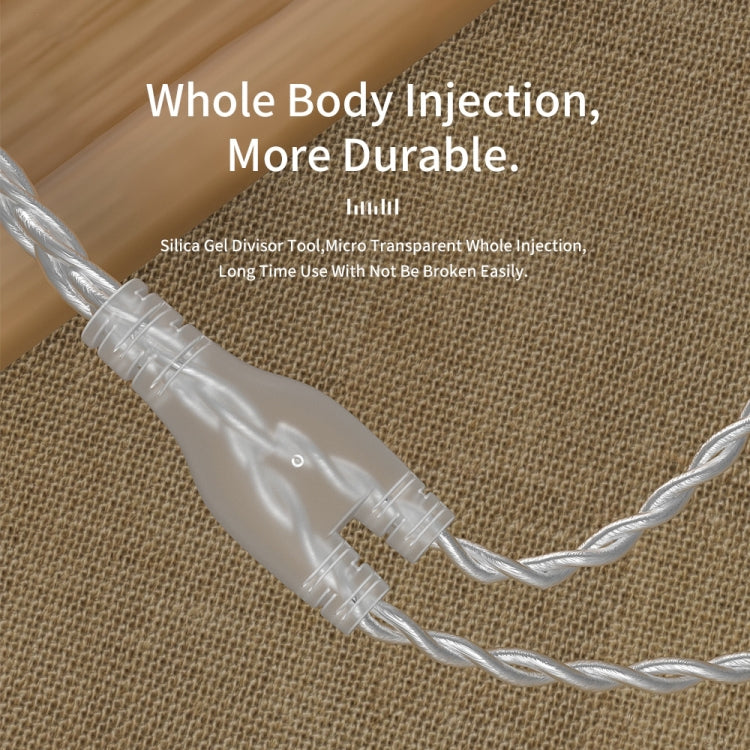 CVJ V7 1.25m 4-Cores Silver-plated 3.5mm Elbow Earphone Cable, Model:0.75mm No Mic(Silver)