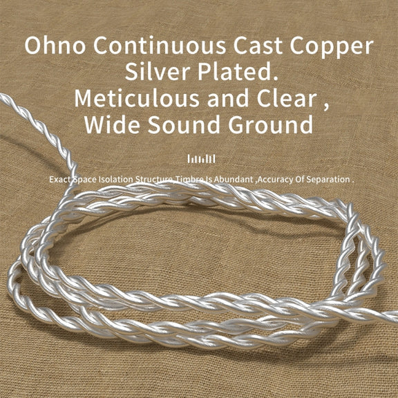 CVJ V7 1.25m 4-Cores Silver-plated 3.5mm Elbow Earphone Cable, Model:0.75mm No Mic(Silver)