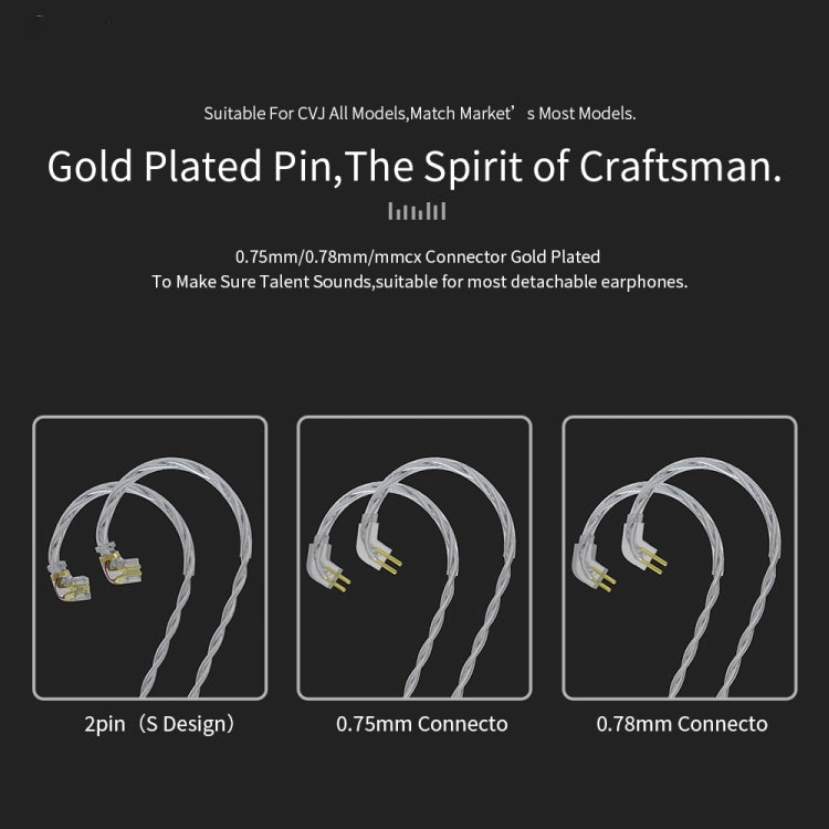 CVJ V7 1.25m 4-Cores Silver-plated 3.5mm Elbow Earphone Cable, Model:0.75mm No Mic(Silver)