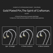 CVJ V7 1.25m 4-Cores Silver-plated 3.5mm Elbow Earphone Cable, Model:0.75mm No Mic(Silver)