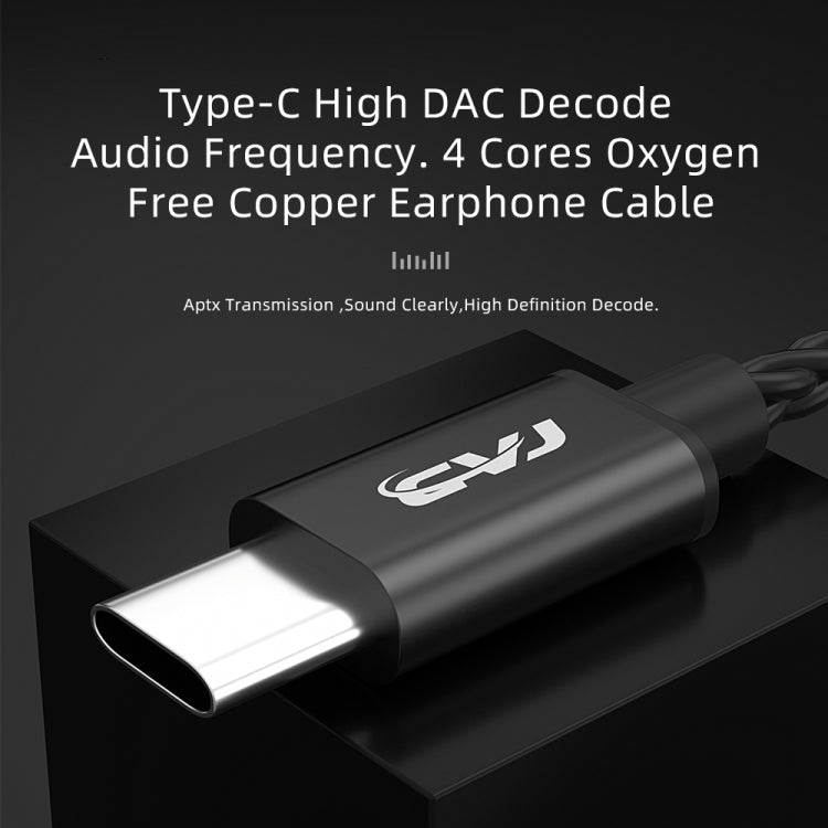 CVJ V6.TC 1.25m Type-C Digital Decoding Oxygen-free Copper Earphone Cable, Style:0.78mm(Black)