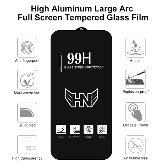 High Aluminum Large Arc Full Screen Tempered Glass Film For iPhone 11 Pro Max / XS Max