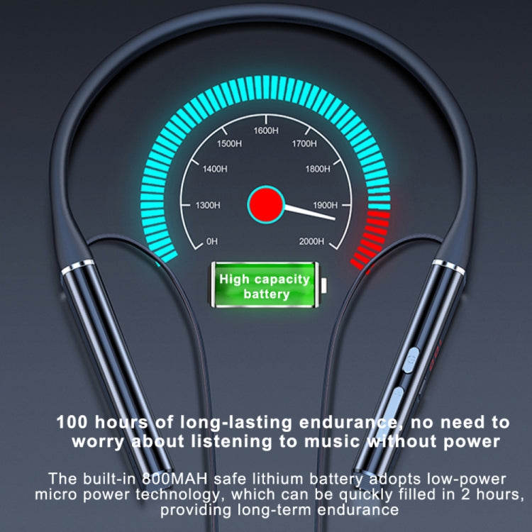 k18 Wireless Bluetooth Neck-mounted Magnetic Noise Cancelling Earphone with Digital Display Function(Blue)