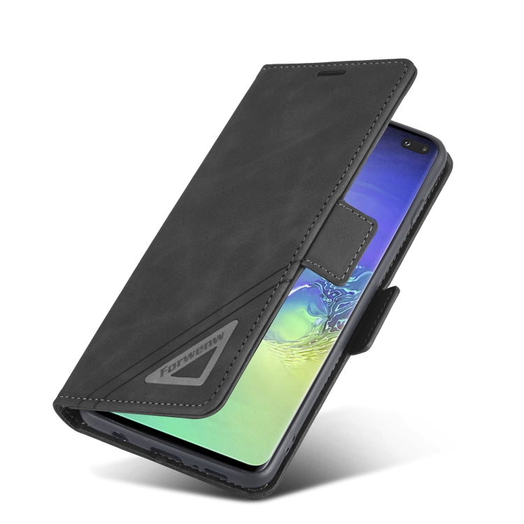 For Samsung Galaxy S10+ Forwenw Dual-side Buckle Leather Phone Case(Black)