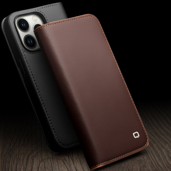 For iPhone 14 QIALINO Business Horizontal Flip PU Phone Case (Black)