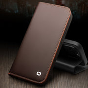 For iPhone 14 QIALINO Business Horizontal Flip PU Phone Case (Black)