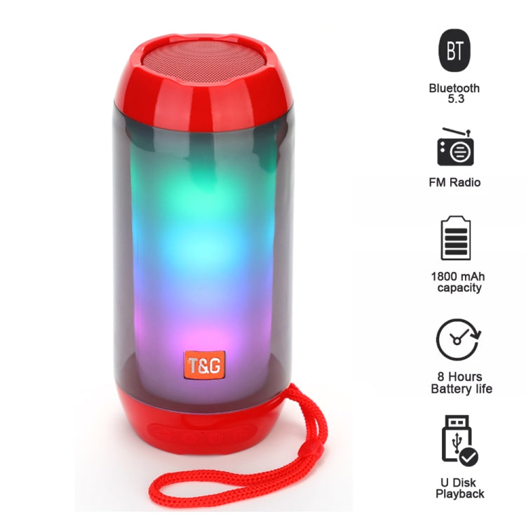 T&G TG643 Portable LED Light Water-resistant Subwoofer Wireless Bluetooth Speaker(Green)