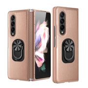 For Samsung Galaxy Z Fold4 GKK Litchi Pattern Foldable Protective Phone Case with Ring Holder(Gold)