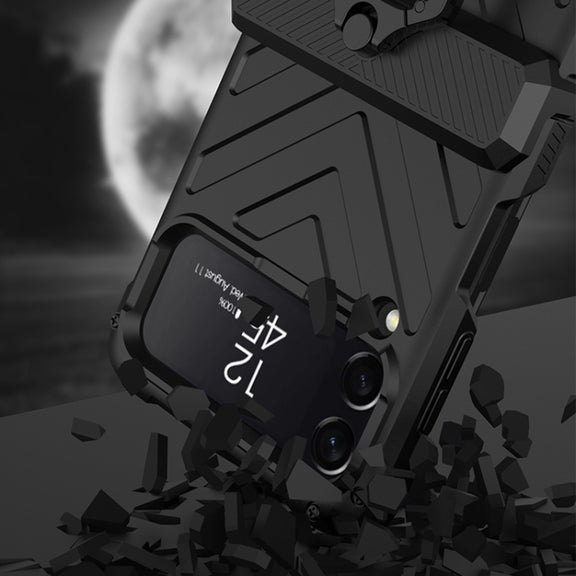 For Samsung Galaxy Z Flip4 GKK Sliding Camshield Magnetic Armor Flip Phone Case with Ring Holder(Silver)
