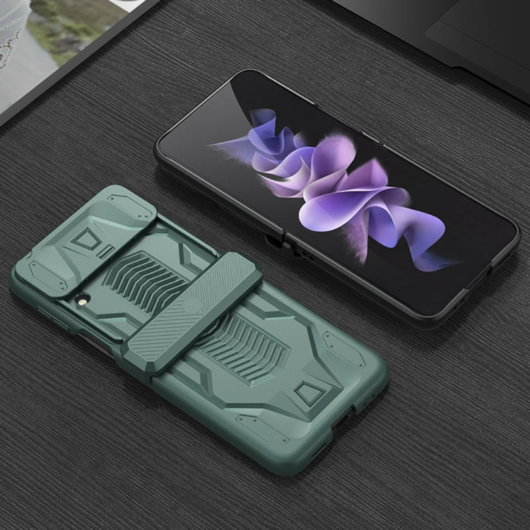 For Samsung Galaxy Z Flip4 GKK Sliding Camshield Magnetic Armor Flip Phone Case(Forest Green)