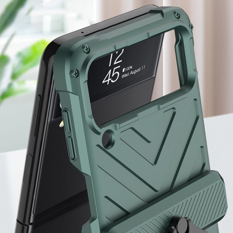 For Samsung Galaxy Z Flip4 GKK Sliding Camshield Magnetic Armor Flip Phone Case(Forest Green)