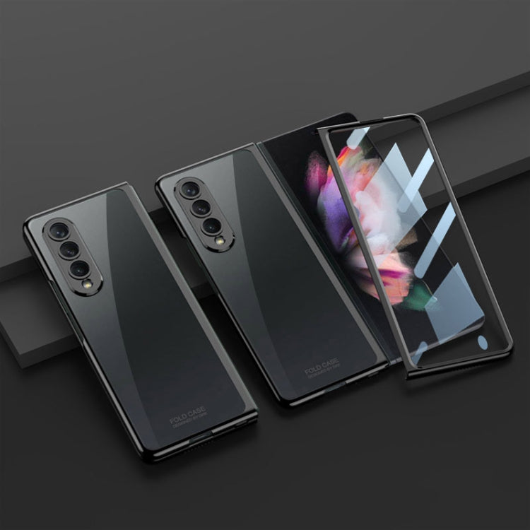 For Samsung Galaxy Z Fold4 GKK Integrated Electroplating + Glass Full Coverage Phone Case(Black)