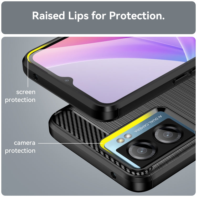 For OPPO A57S Carbon Fiber Brushed Texture TPU Case(Black)