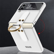 For Samsung Galaxy Z Flip4 GKK Ultra-thin PC Full Coverage Phone Flip Case with Ring Holder(Purple)