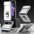 For Samsung Galaxy Z Flip4 GKK Carbon Brazing Pattern Shockproof Armor PC Phone Case with Ring Holder(Silver) - free shipping - PMC TechLife - Order now!