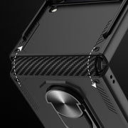 For Samsung Galaxy Z Flip4 GKK Carbon Brazing Pattern Shockproof Armor PC Phone Case with Ring Holder(Silver)