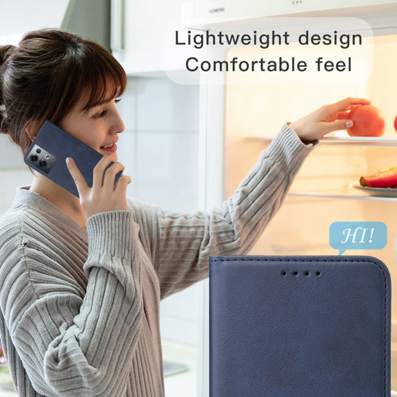 For OPPO Reno8 Pro Magnetic Closure Leather Phone Case(Blue)