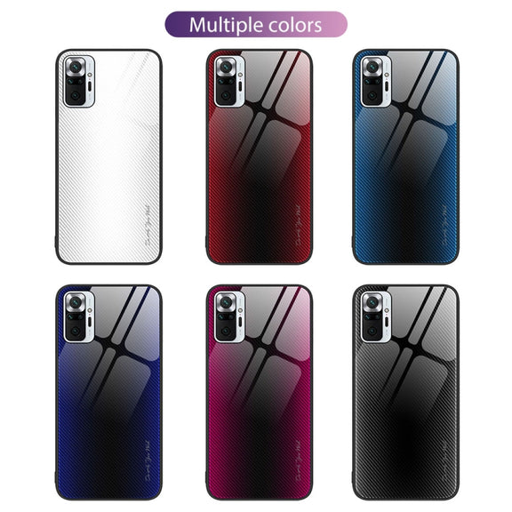 For Xiaomi Redmi Note 10 Pro Texture Gradient Glass TPU Phone Case(White)