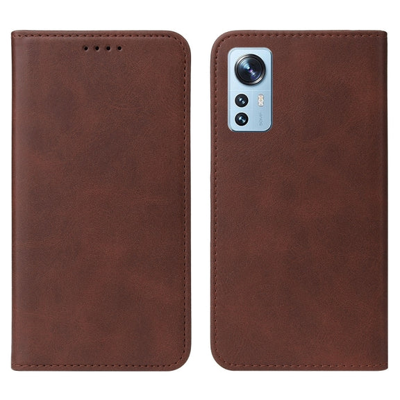 For Xiaomi 12X Magnetic Closure Leather Phone Case(Brown)