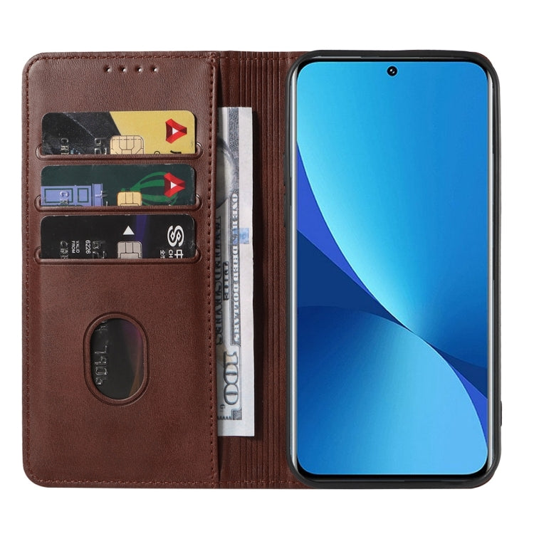 For Xiaomi 12X Magnetic Closure Leather Phone Case(Brown)