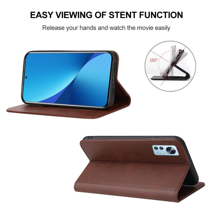 For Xiaomi 12X Magnetic Closure Leather Phone Case(Brown)
