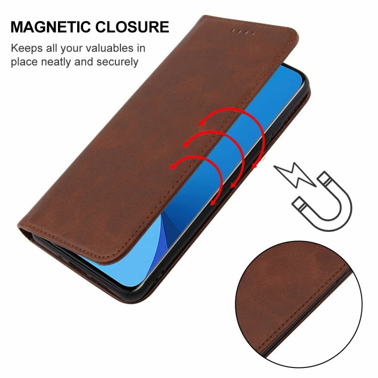 For Xiaomi 12X Magnetic Closure Leather Phone Case(Brown)