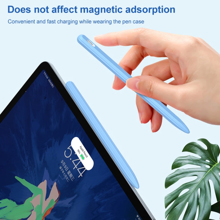 3 in 1 Striped Liquid Silicone Stylus Case with Two Tip Caps For Apple Pencil 1(Black)